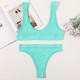 Women Seamless Bra Brief Set Low Waist G Strings Cotton Wireless Ribbed Bralette