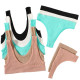 Women Seamless Bra Brief Set Low Waist G Strings Cotton Wireless Ribbed Bralette