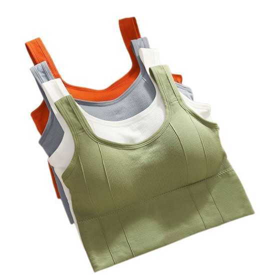 Padded Sports Women Bra Seamless Underwear Camisole Removable Pad Crop Top Solid