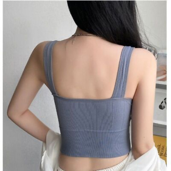 Padded Sports Women Bra Seamless Underwear Camisole Removable Pad Crop Top Solid