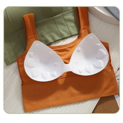 Padded Sports Women Bra Seamless Underwear Camisole Removable Pad Crop Top Solid