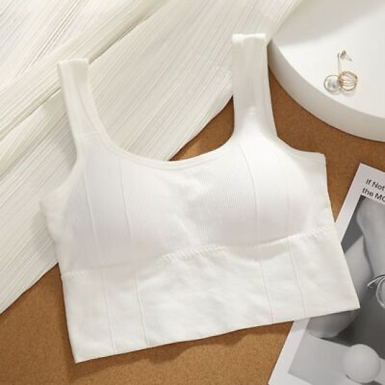 Padded Sports Women Bra Seamless Underwear Camisole Removable Pad Crop Top Solid