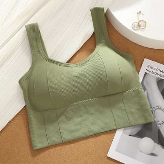 Padded Sports Women Bra Seamless Underwear Camisole Removable Pad Crop Top Solid