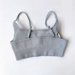 Seamless Women Bra Backless Underwear Cropped Tank Tops Yoga Solid Strap Sleeves